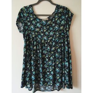 Black floral babydoll dress vintage 90s